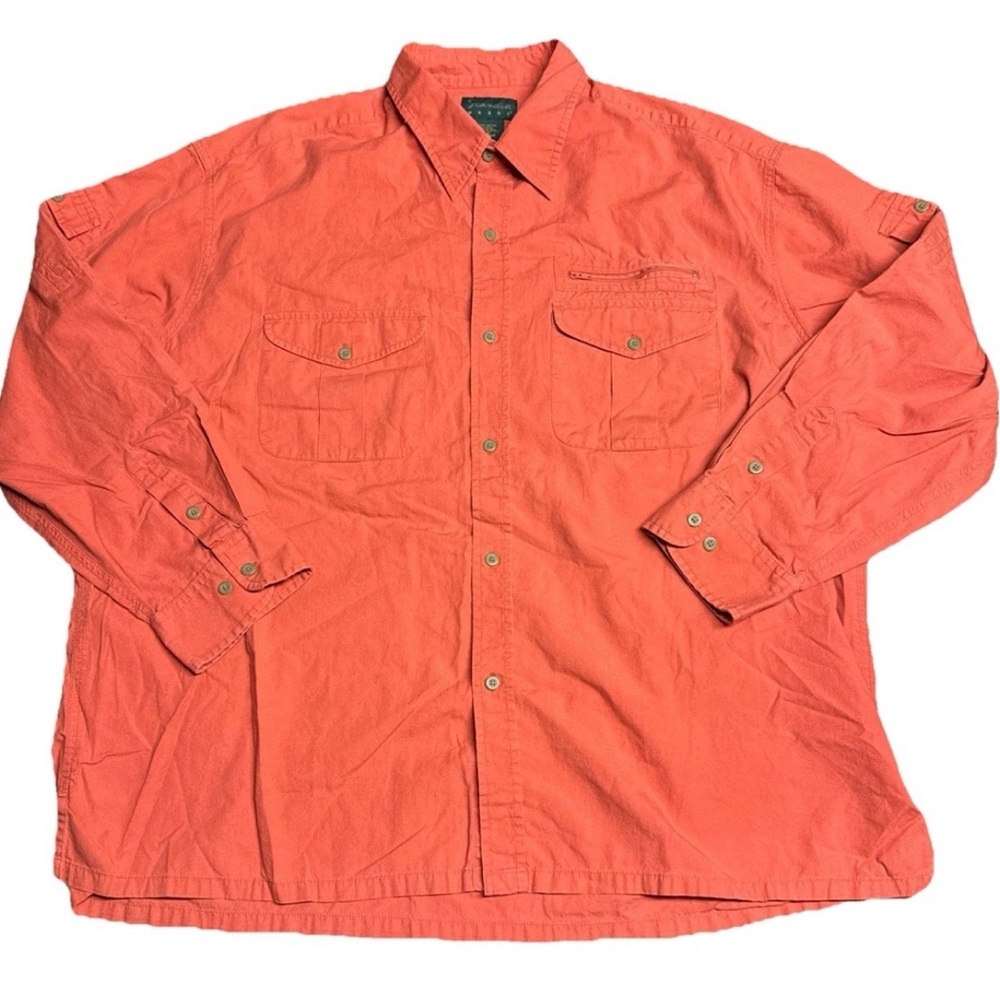 Scandia Woods Long Sleeve‎ Shirt Mens Size 2XL Burnt Orange Zip Pocket Gorpcore